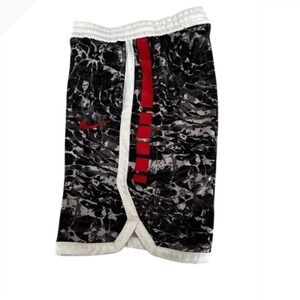 Nike Elite Dri-FIT Basketball Shorts Grey Black Marble Camo Red Kids Large